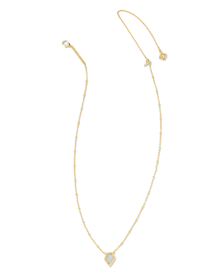 Framed Tess Satellite Short Pendant Necklace - Gold Luster Light Blue Kyocera Opal - Southern Belle Boutique