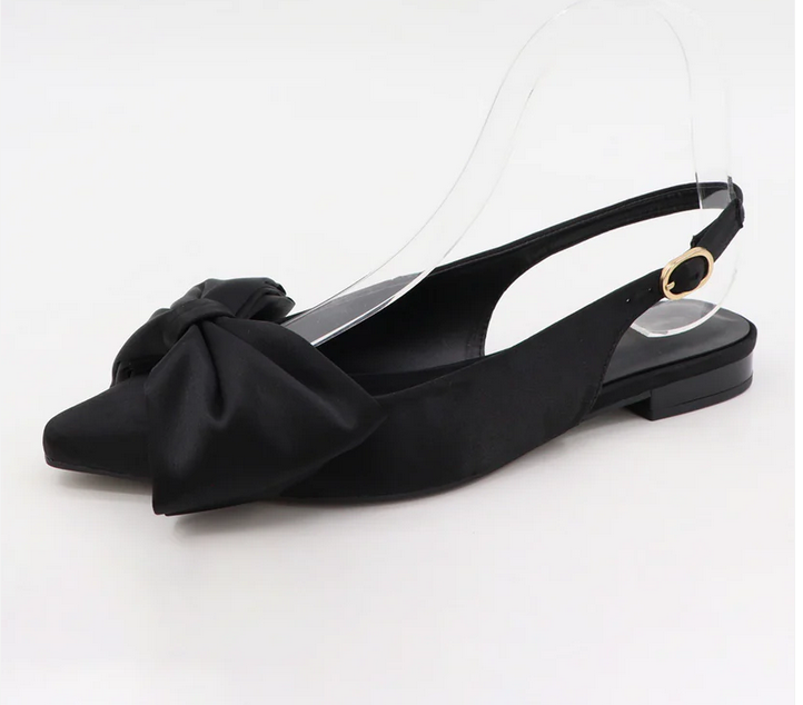 Black Bow Slingback Flat