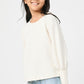 Ivory Textured Rib Exaggerated Cuff Knit Top