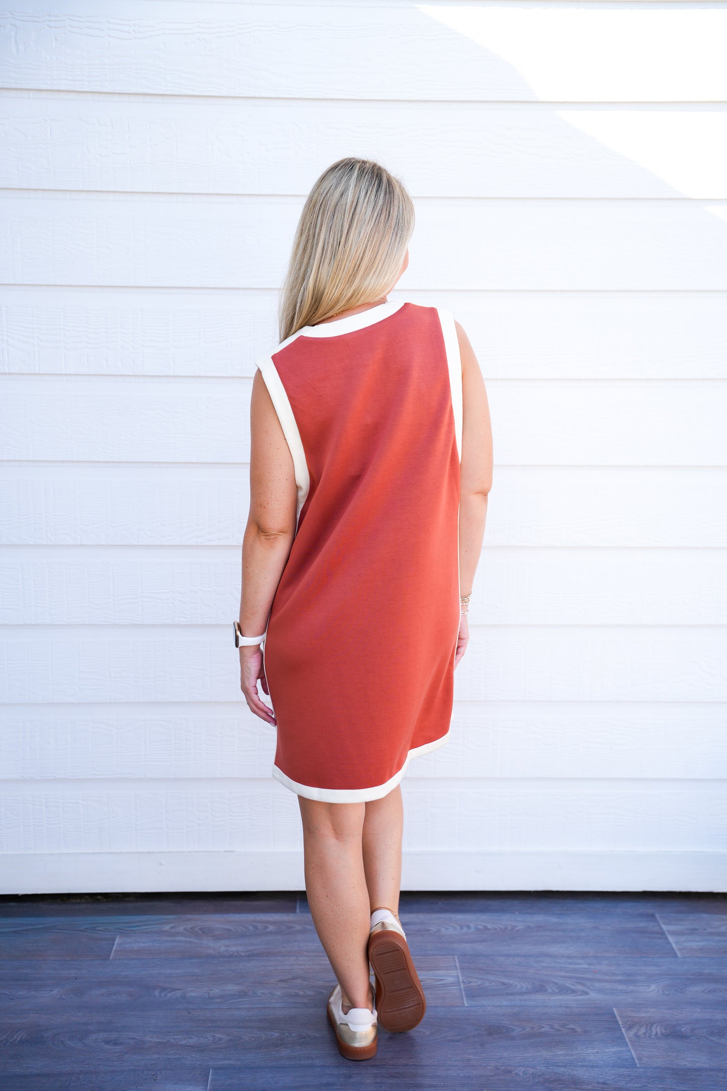 Rust Cream Shift Dress