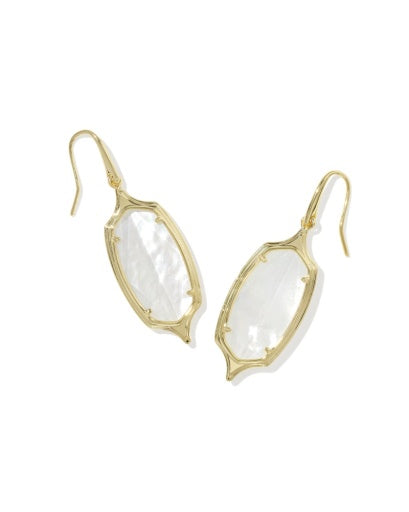 Dani Stepped Frame Drop Earrings - Gold Ivory Mother Of Pearl - Southern Belle Boutique