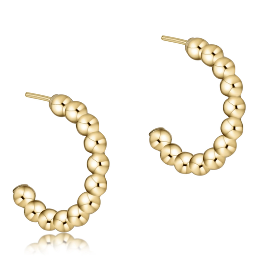 Beaded Classic 1" Post Hoop - 3mm Gold - Southern Belle Boutique