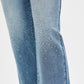 High Rise Crop Straight Rhinestone Jeans - Medium