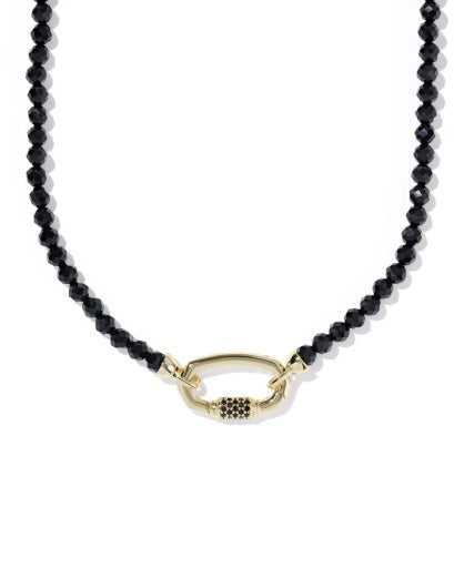 Emery Beaded Strand Necklace - Gold Black Agate