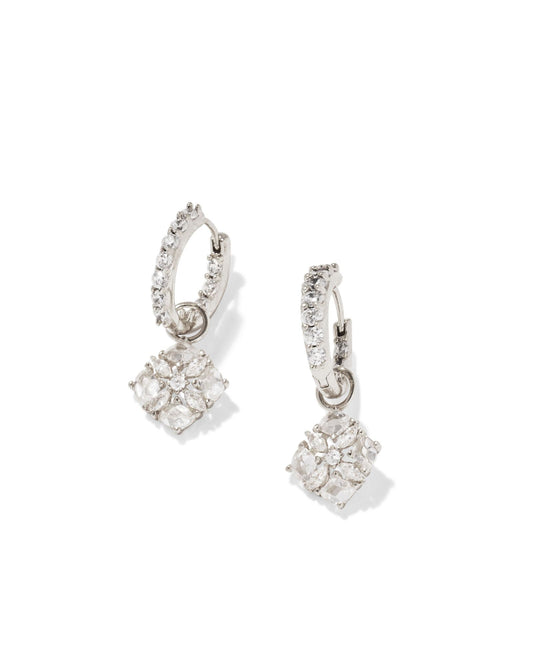 Dira Crystal Huggie Earrings Silver White Crystal - Southern Belle Boutique