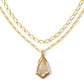 Camry Enamel Frame Multi Strand Necklace Gold Natural Mother Of Pearl