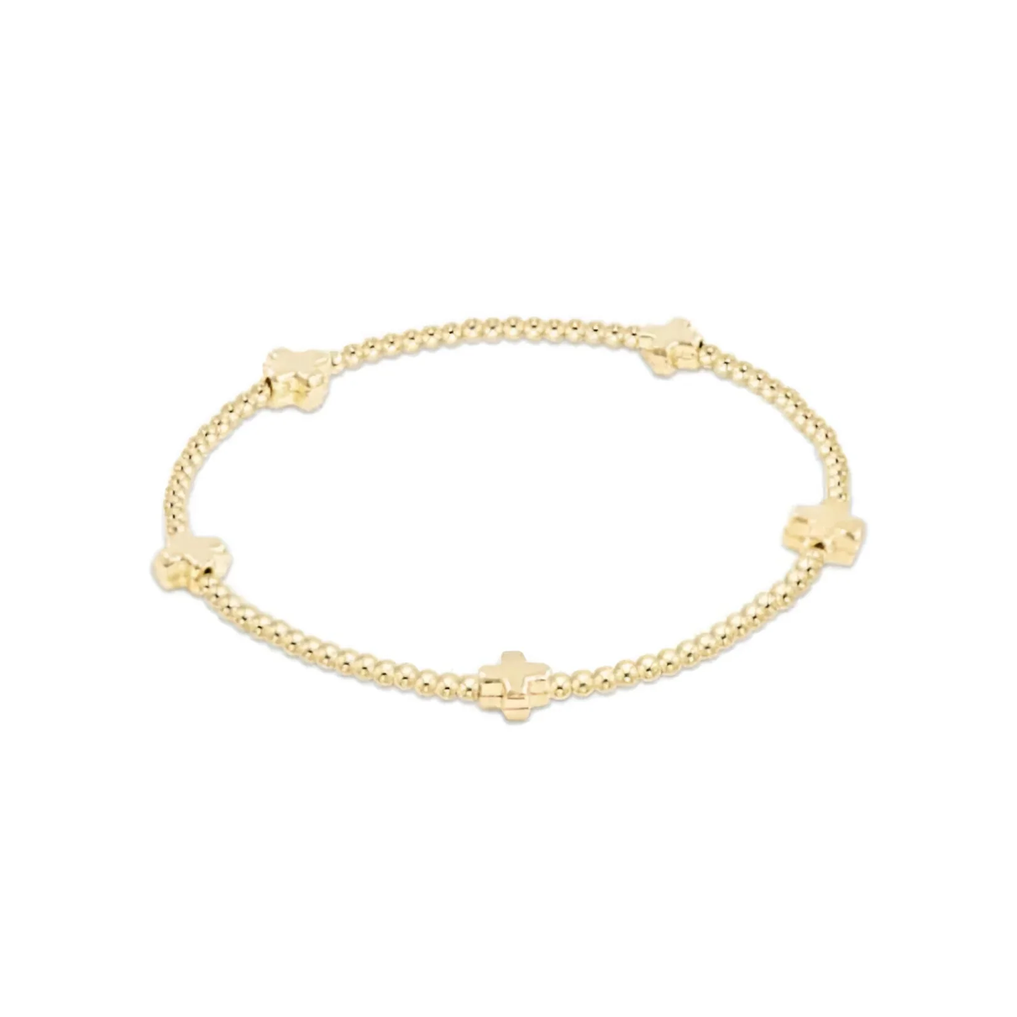 EGirl Signature Cross Small Gold Pattern 2mm Bead Bracelet - Gold - Southern Belle Boutique