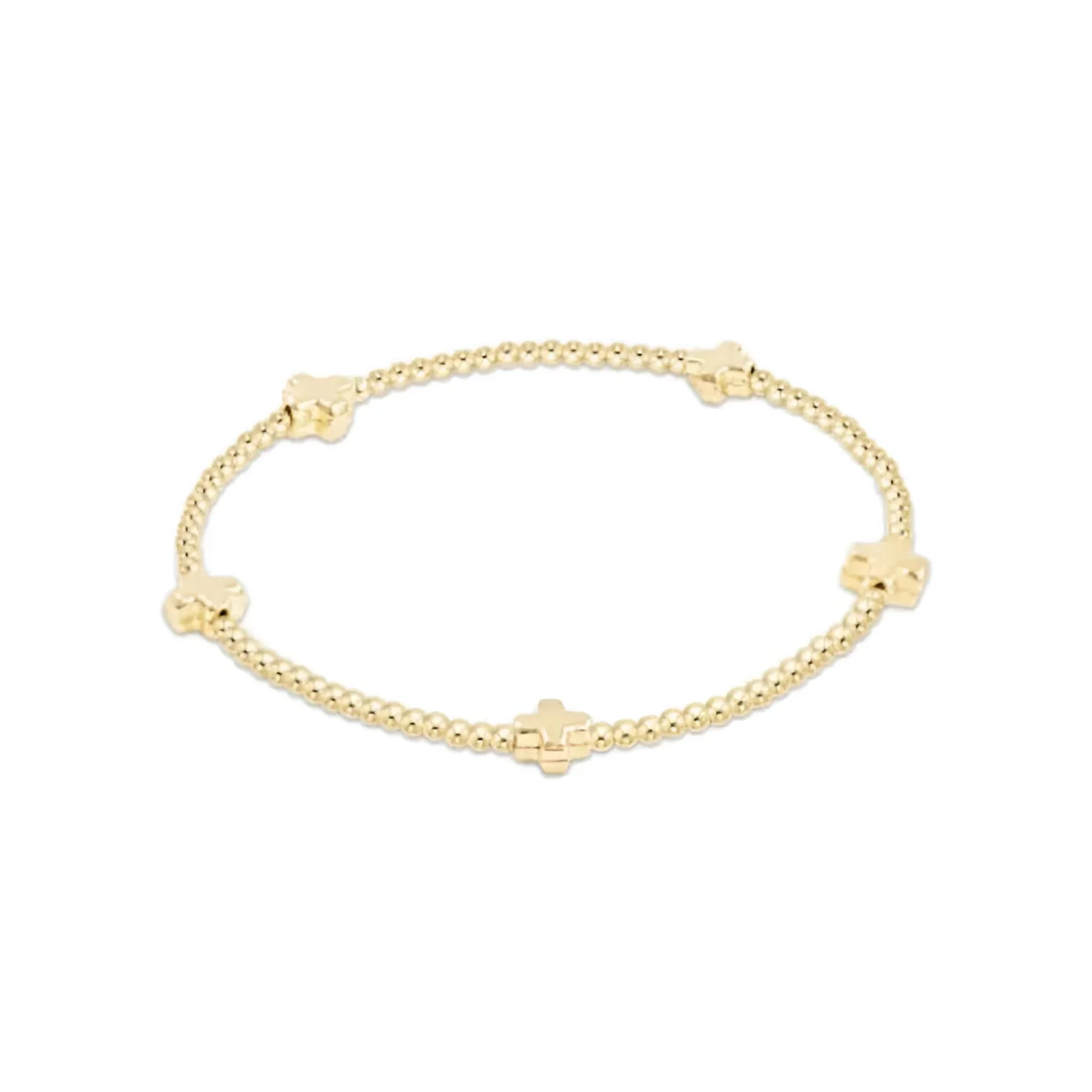 EGirl Signature Cross Small Gold Pattern 2mm Bead Bracelet - Gold - Southern Belle Boutique