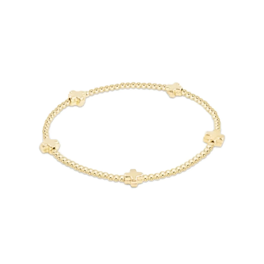 EGirl Signature Cross Small Gold Pattern 2mm Bead Bracelet - Gold - Southern Belle Boutique
