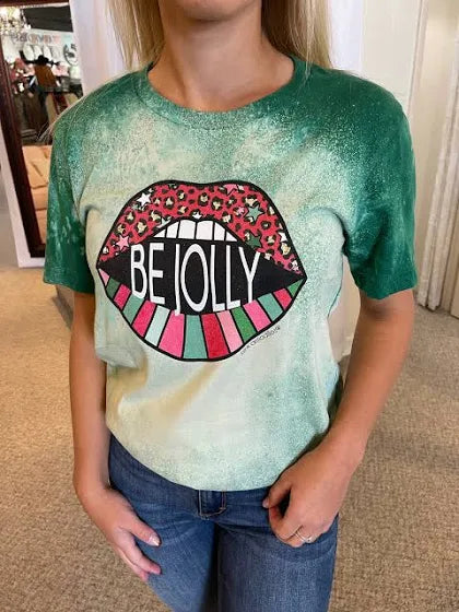 Be Jolly Bleached Tee - Southern Belle Boutique