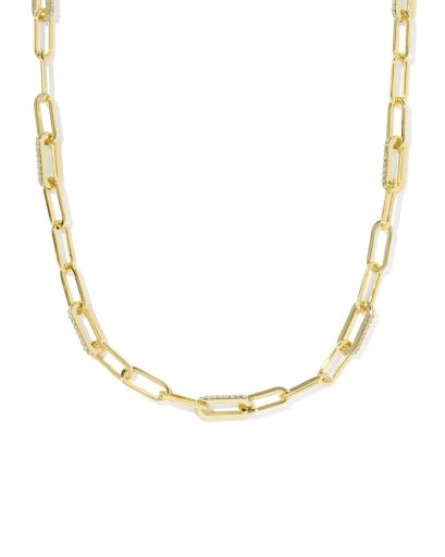 Bella Chain Necklace Gold White Cz
