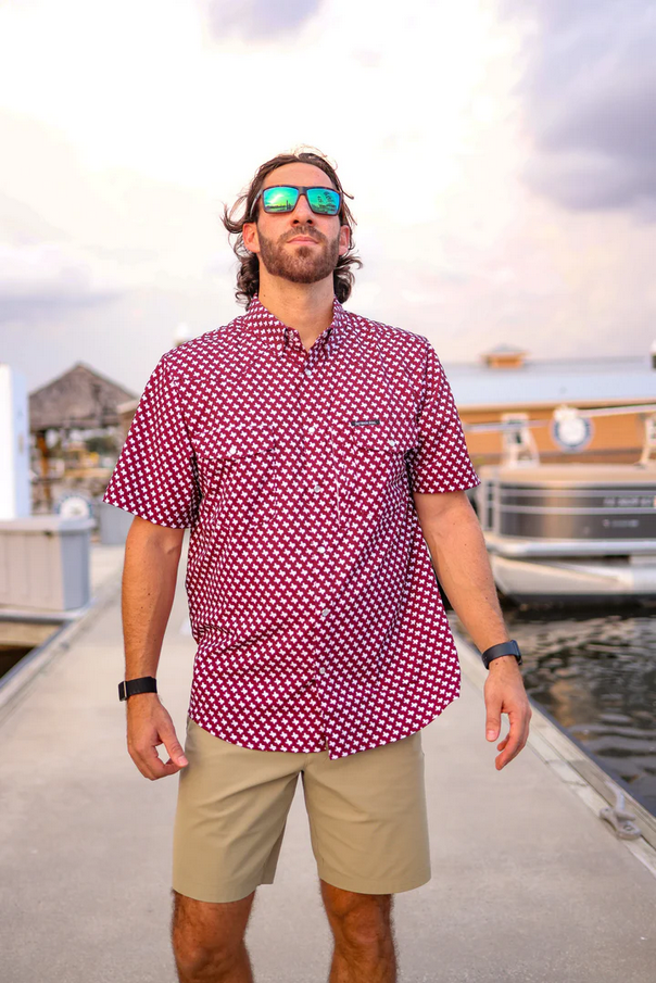 The Maroon Pearl Snap Fishing Shirt - Southern Belle Boutique