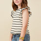 Black Striped Ruffle Sleeve Top