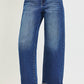 Risen Slouchy Cropped Barrel Jeans with Embroidered Hem