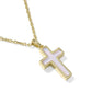 Cross Pendant Necklace - Gold Matte Blush Pink Dichroic Glass - Southern Belle Boutique