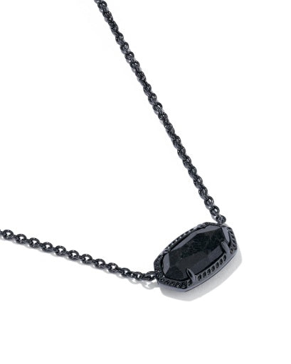 Elisa Boo Short Pendant Necklace - Gunmetal Black Granite - Southern Belle Boutique