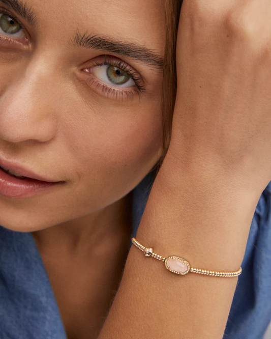 Grayson Gold Stretch Bracelet in Rose Quartz - Southern Belle Boutique