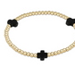 Signature Cross Gold Pattern 3MM Bead Bracelet - Onyx - Southern Belle Boutique