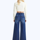 High Rise Wide Leg Jeans - Dark Blue