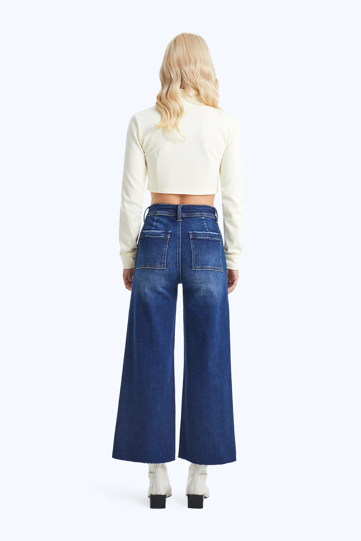 High Rise Wide Leg Jeans - Dark Blue