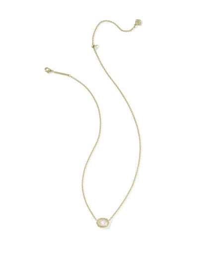 Daphne Frame Short Pendant Necklace - Gold Ivory Mother Of Pearl - Southern Belle Boutique
