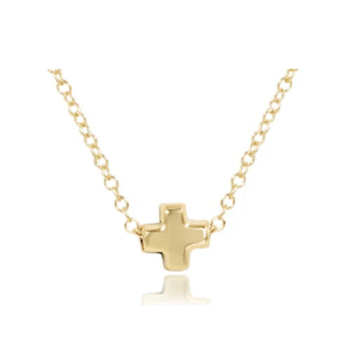 16" necklace gold - signature cross small gold charm