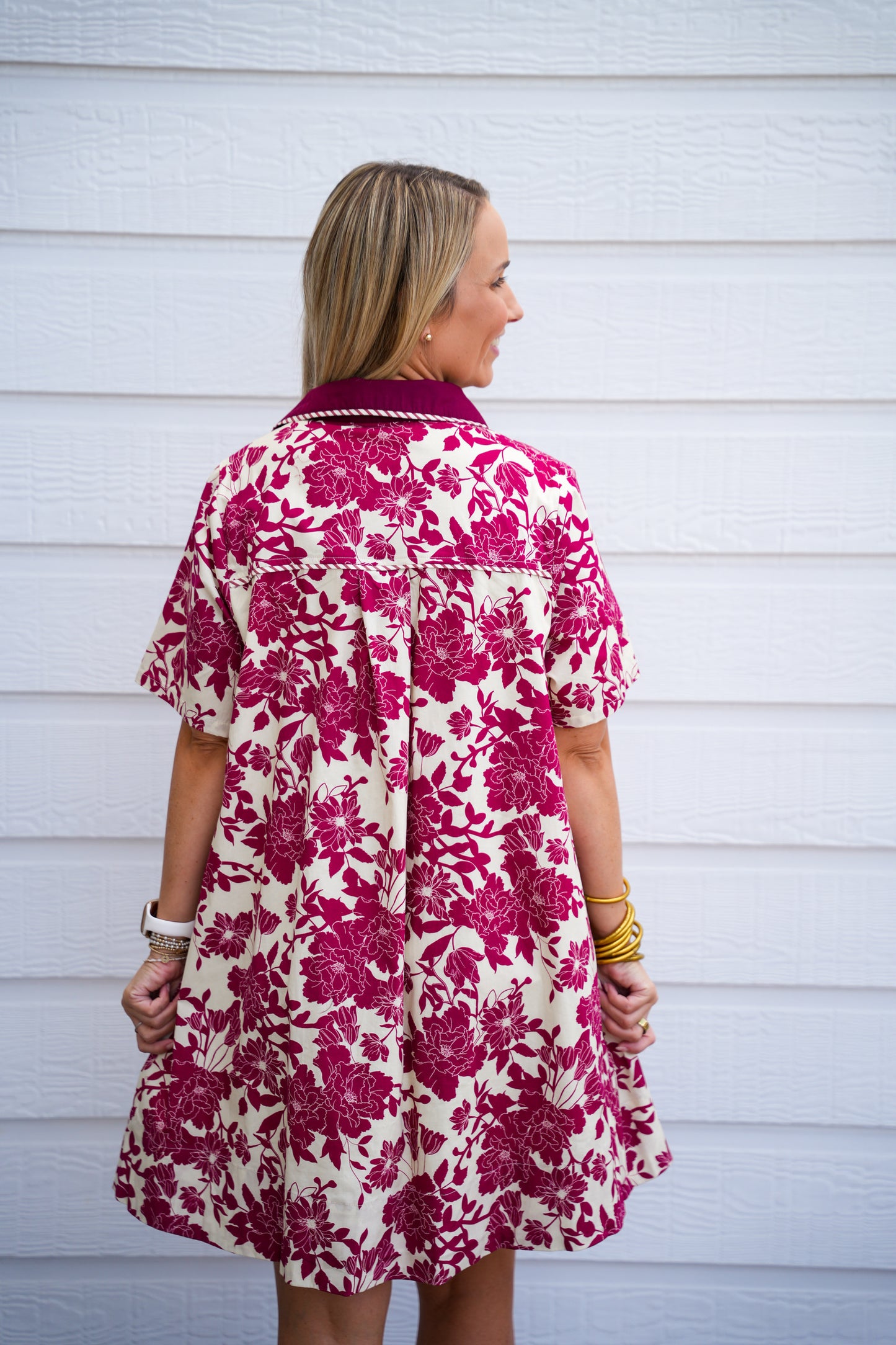 Burgundy Cream Floral Dress