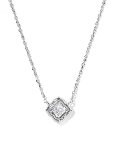Mallory Crystal Short Pendant Necklace - Silver White Cz - Southern Belle Boutique