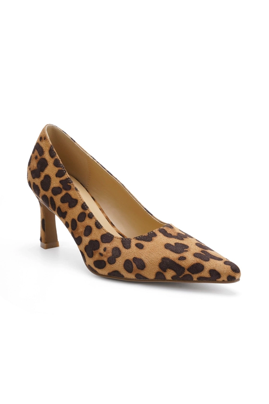 Leopard Faux Suede Classic Pump Heel