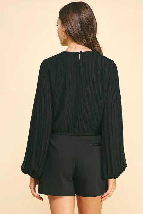 Black Pleated Blouse