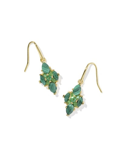 Abbie Crystal Drop Earrings - Gold Green Mix