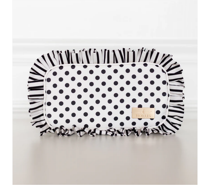 Ruffled Nylon Medium Pouch - Polka Stripe - Southern Belle Boutique