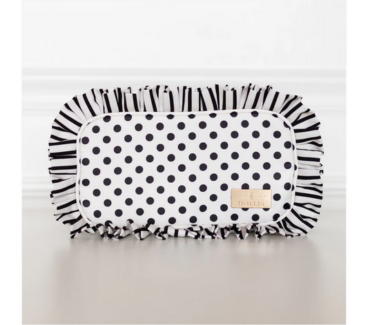 Ruffled Nylon Medium Pouch - Polka Stripe - Southern Belle Boutique