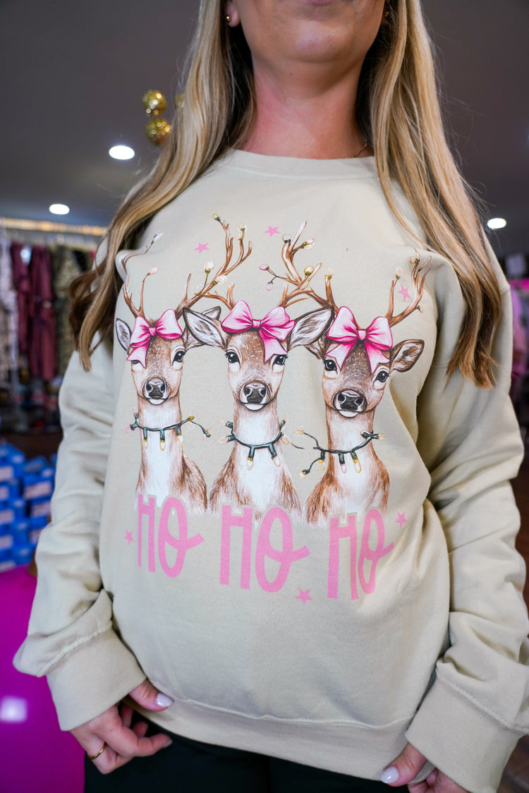 HoHoHo Reindeer Bow Sweetshirt