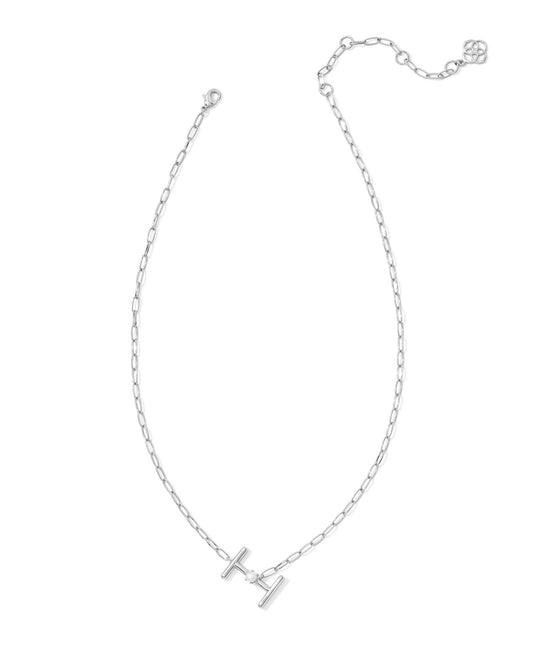 Pearl Letter I Short Pendant Necklace - Silver