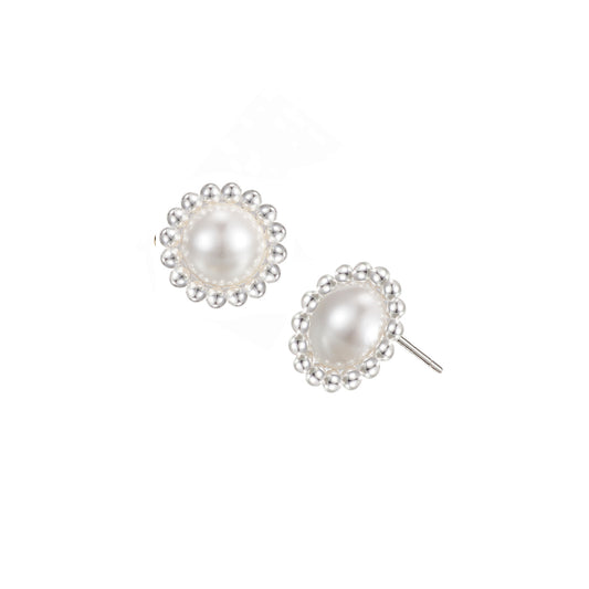 Allure Stud Earrings - Silver Pearl - Southern Belle Boutique
