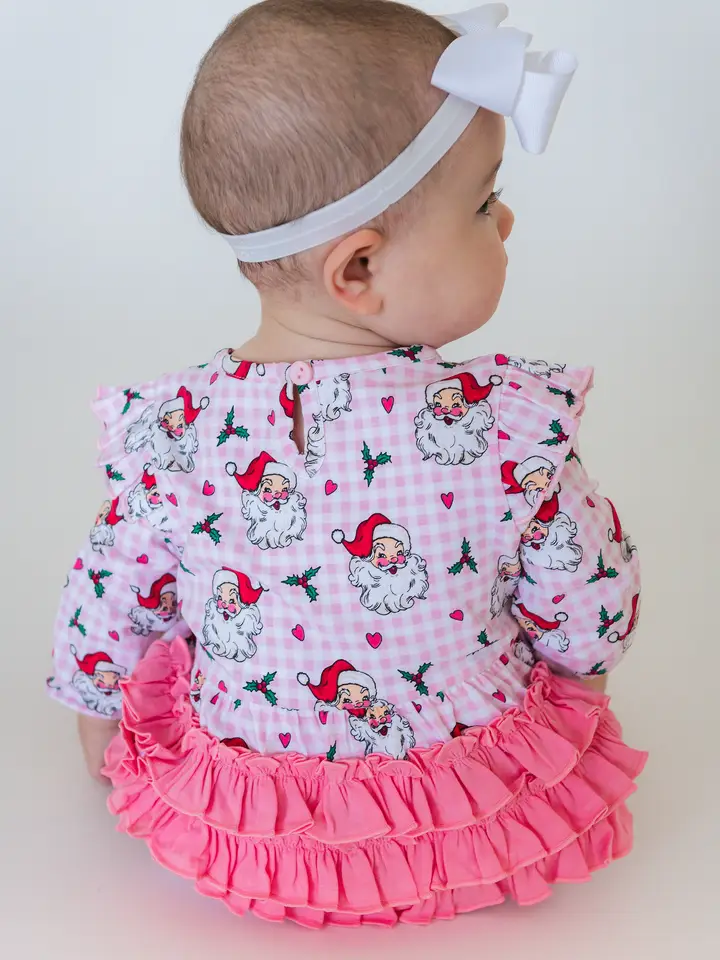 Pink Dear Santa Flutter Bubble Romper