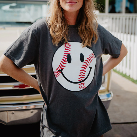 Baseball Happy Face Tee - Southern Belle Boutique