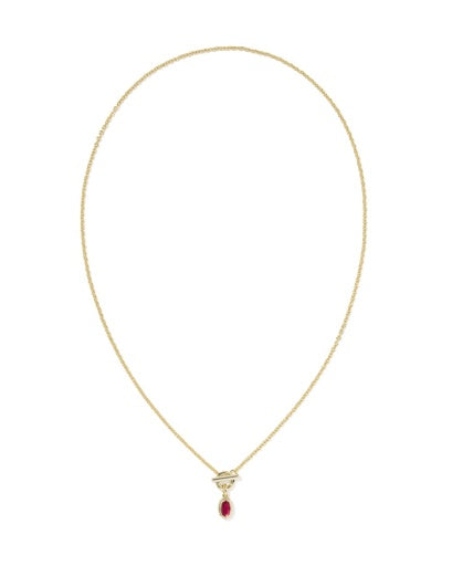 Mini Elisa Toggle Short Pendant Necklace Gold Carmine Red Illusion