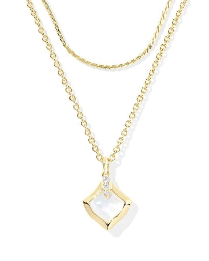 Joelle Multi Strand Necklace - Gold Ivory Mother Of Pearl