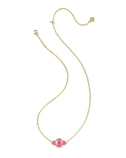 Abbie Medallion Short Pendant Necklace Gold Hot Pink Mix - Southern Belle Boutique