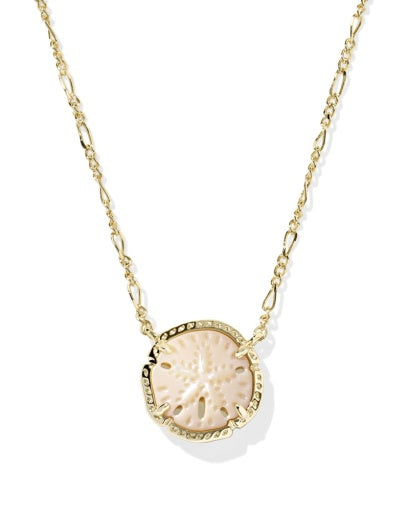 Sand Dollar Short Pendant Necklace Gold Natural Mother Of Pearl - Southern Belle Boutique