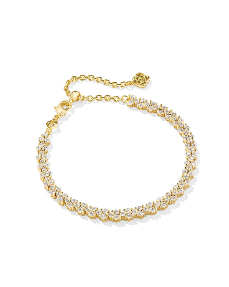 Emery Tennis Bracelet - Gold White Crystal