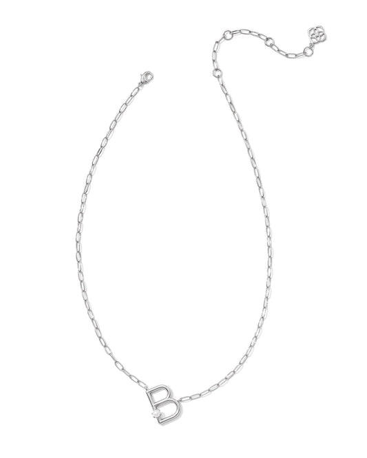 Pearl Letter B Short Pendant Necklace - Silver