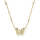 Cailey Butterfly Short Pendant Necklace - Gold Pink Opalescent Resin - Southern Belle Boutique