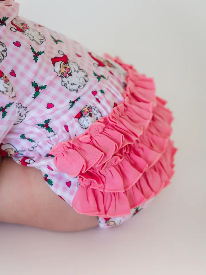 Pink Dear Santa Flutter Bubble Romper