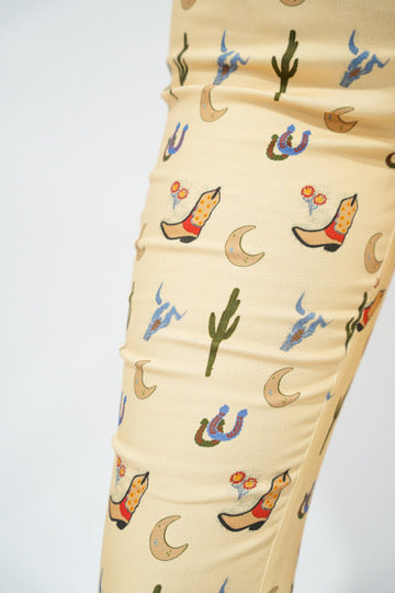 Let's Rodeo Motif Flare Pants - Southern Belle Boutique