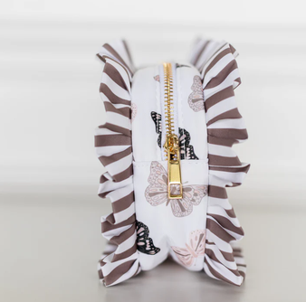 Butterfly Ruffled Nylon Medium Pouch