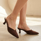 Morley 26 Suede Mule Kitten Heel - Brown