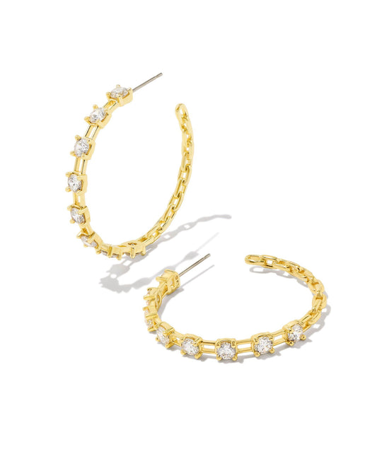 Lexi Hoop Earrings Gold White Crystal